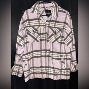 RSQ Lavender and Charcoal Plaid Utility Jacket
